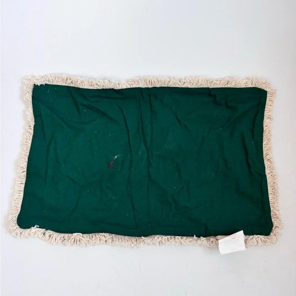 MERRY Sweater Script Festive Green and Cream Oblong Pillow Cover 15”x25”